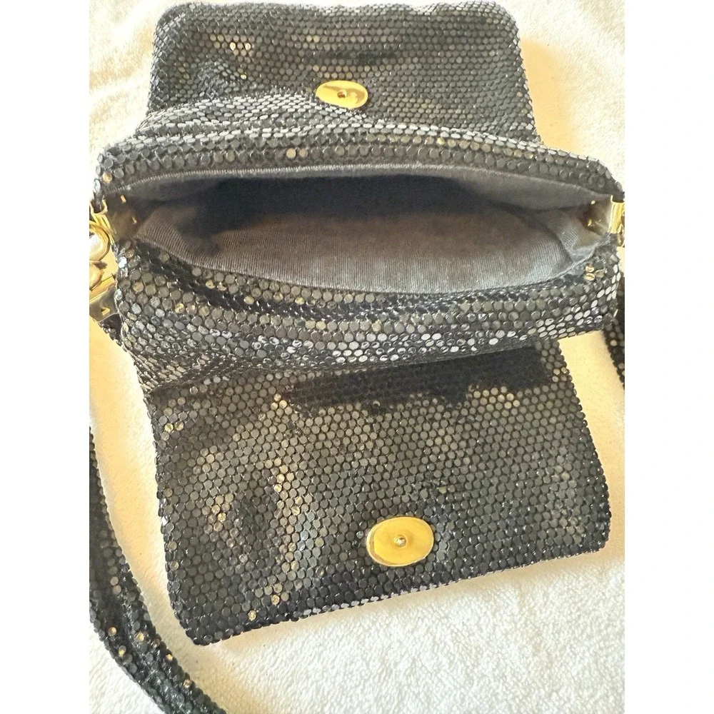 Black Metal Mesh Evening Bag Crossbody Prom Black Tie Fancy‎ Slinky